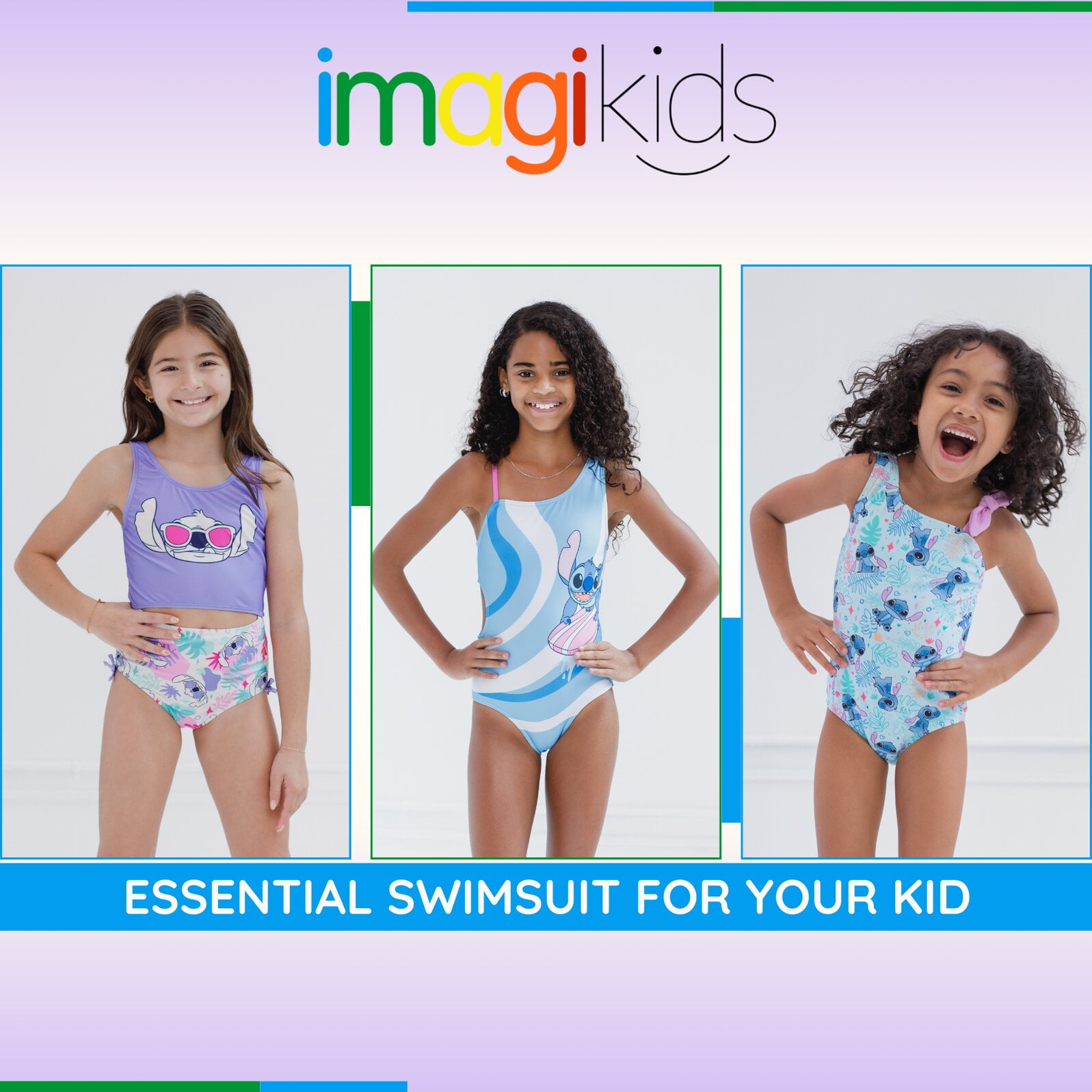 Disney Lilo & Stitch UPF 50+ One Piece Bathing Suit Little Kid to Big Kid