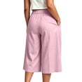 thumbnail image 5 of Levmjia Women High Waisted Pleated Wide Leg Capri Pants Plus Size Elastic Waist Casual Loose Cropped Trousers with Pockets, 5 of 7