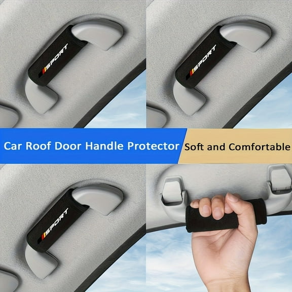 4Pcs Car Grab Handle Cover, Anti-Scratch Auto Inner Front Rear Door Pull Handle Cover, Plush Door Grip Gloves Protector Auto Interior Decoration Accessories for Car, Truck, SUV