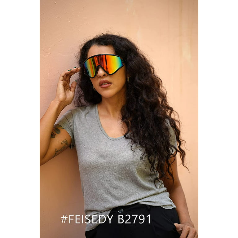  FEISEDY 80s Square Oversized Womens Mens Sunglasses