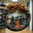 thumbnail image 6 of 7.8 inch Acrylic Witch Window Decoration, Round Hanging Ornament for Door, Outdoor and Yard Decor, Mystical Moonlit Witch Decorative Hanging Ornament, Gothic Halloween Decor(Orange-Witch), 6 of 6