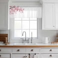 thumbnail image 3 of Pink Floral Cherry Flower Valance Curtains for Kitchen/Living Room/Bathroom/Bedroom Window, Rod Pocket Small Topper Half Short Window Curtains Voile Sheer Scarf, Abstract Botanical Branch 42"x12", 3 of 8