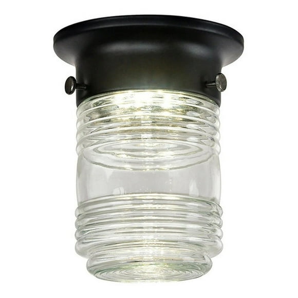 Lámpara De Techo Led Estilo Tarro Vidrio Transparente Negro