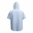 thumbnail image 5 of Dolkfu Men Short Sleeve Shirt Button Down Hooded Blue Hoodie Shirt Fitted Athletic Drawstring Mens Tshirts,2X, 5 of 9