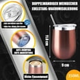 thumbnail image 4 of Paquete de 2 copas de vino de acero inoxidable aisladas con tapa, regalo de camping para mujeres, 4 of 8
