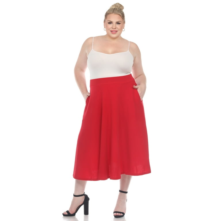 Plus size 2025 red flare skirt