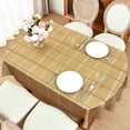thumbnail image 4 of Gold Plaid Tablecloth Waterproof Table Cloth Oval Elegant Plaid Tablecloths for Daily Use Home Dining Room Kitchen 60x84 Inch, 4 of 6