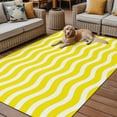 thumbnail image 2 of Fsddascl Yellow White Outdoor Rug for Patio/Deck/Porch, Non-Slip Large Area Rug 6 x 9 Ft, Modern Abstract Waves Water Ripple Striped Indoor Outdoor Rugs Washable Area Rugs, Camping Rug Carpet, 2 of 5