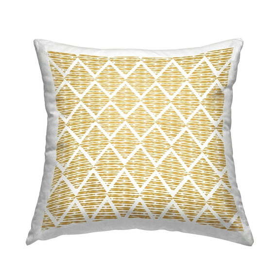 Stupell Industries Yellow Abstract Zigzag Diamond Pattern Design by Linda Birtel Throw Pillow