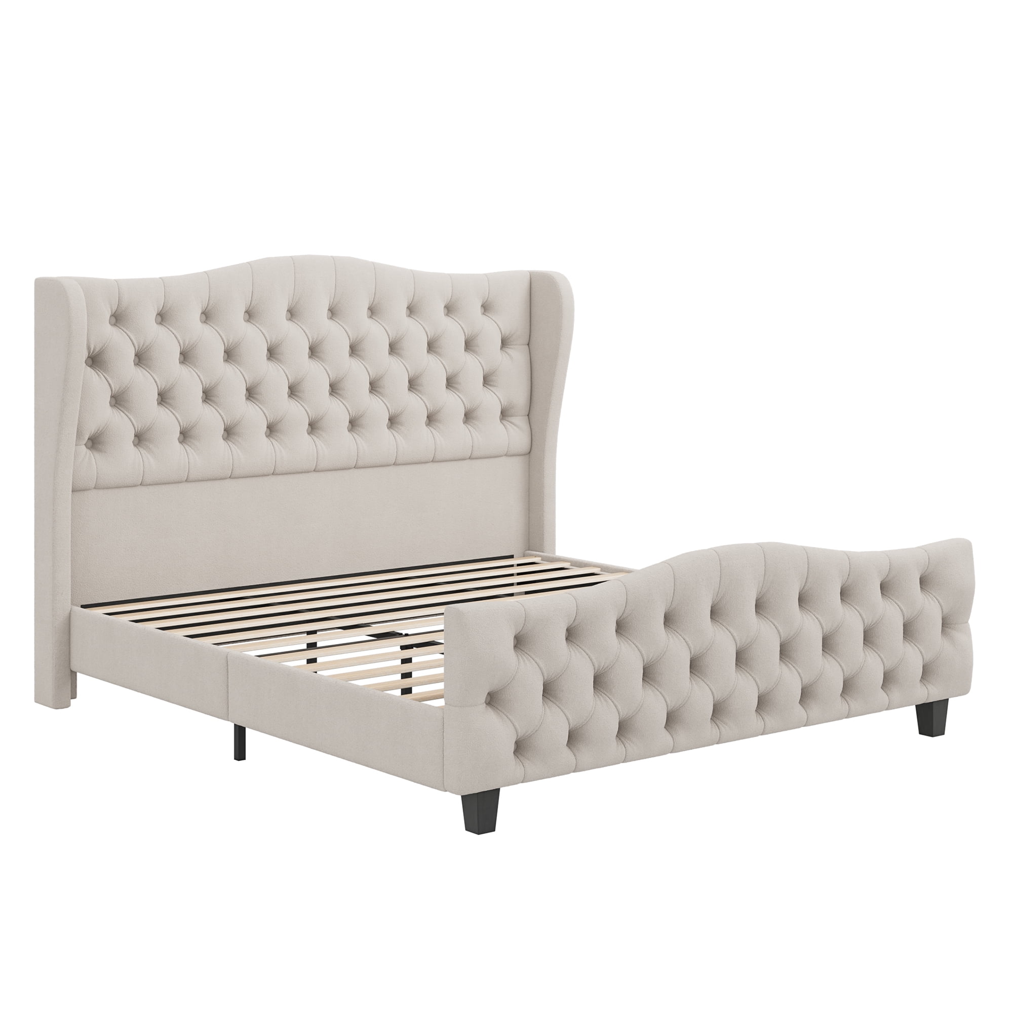Homfa King Size Bed Frame, 54.3” Tall Velvet Upholstered Homfa King Size Bed Frame, 54.3” Tall Velvet Upholstered