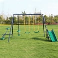 thumbnail image 2 of Metal Swing Set for Outside, Kids Swing Sets with Slide, Play Set Swing for Garden Backyard and Playground, Suit for Children Toddlers Ages 3-8, 2 of 8