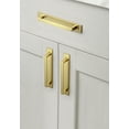 thumbnail image 4 of Goo-Ki 4 Pack Brushed Gold Cabinet Pulls with Backplate, 5"(128mm) Hole Center Zinc Alloy Cabinet Dresser Handles for Bar Cupboard Closet Wardrobe (G015), 4 of 7