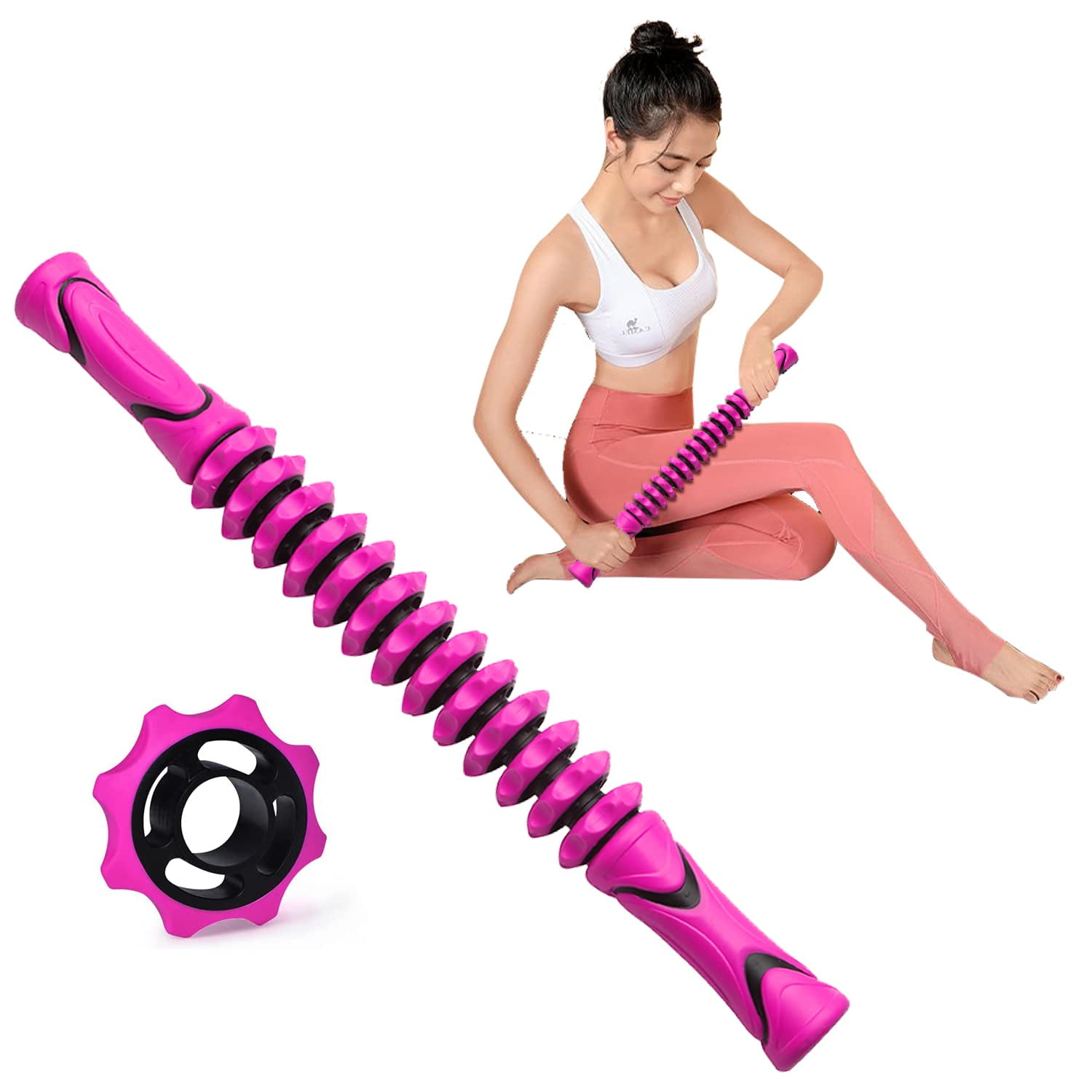 Emlimny Fascia Roller Stick With Storage Bag Massage Roller For Office Outdoor Indoor Yoga