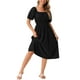 thumbnail image 2 of INSPIRE CHIC Vestidos de Ojal para Mujeres con Cuello Cuadrado, Manga Corta Abullonada, Casual, Corte A, Vestido Midi de Verano XL Negro, 2 of 6