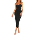 thumbnail image 5 of Women's Sexy Ruched Strapless Bodycon Tube Maxi Long Club Dress, 5 of 8
