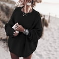 thumbnail image 2 of Aocisk Chandail Tricoté Ample à Col Rond et Épaules Tombantes pour Femmes, Noir, TG, Mode Hivernale, 2 of 5