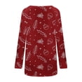 thumbnail image 5 of Camiseta de manga larga con cuello redondo y estampado navideño para mujer Pompotops qwe24332, 5 of 5