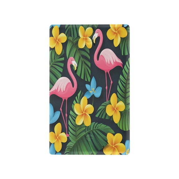 Yayeee Blank Wall Plate Cover 1-Gang 4.5"x2.7" Home Unused Decorative Outlet, Flamingo Floral Pattern
