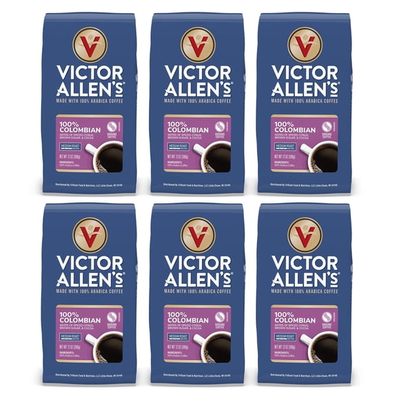 100% Colombian, Medium Roast, Ground Coffee, 6 Pack - 12oz Bags