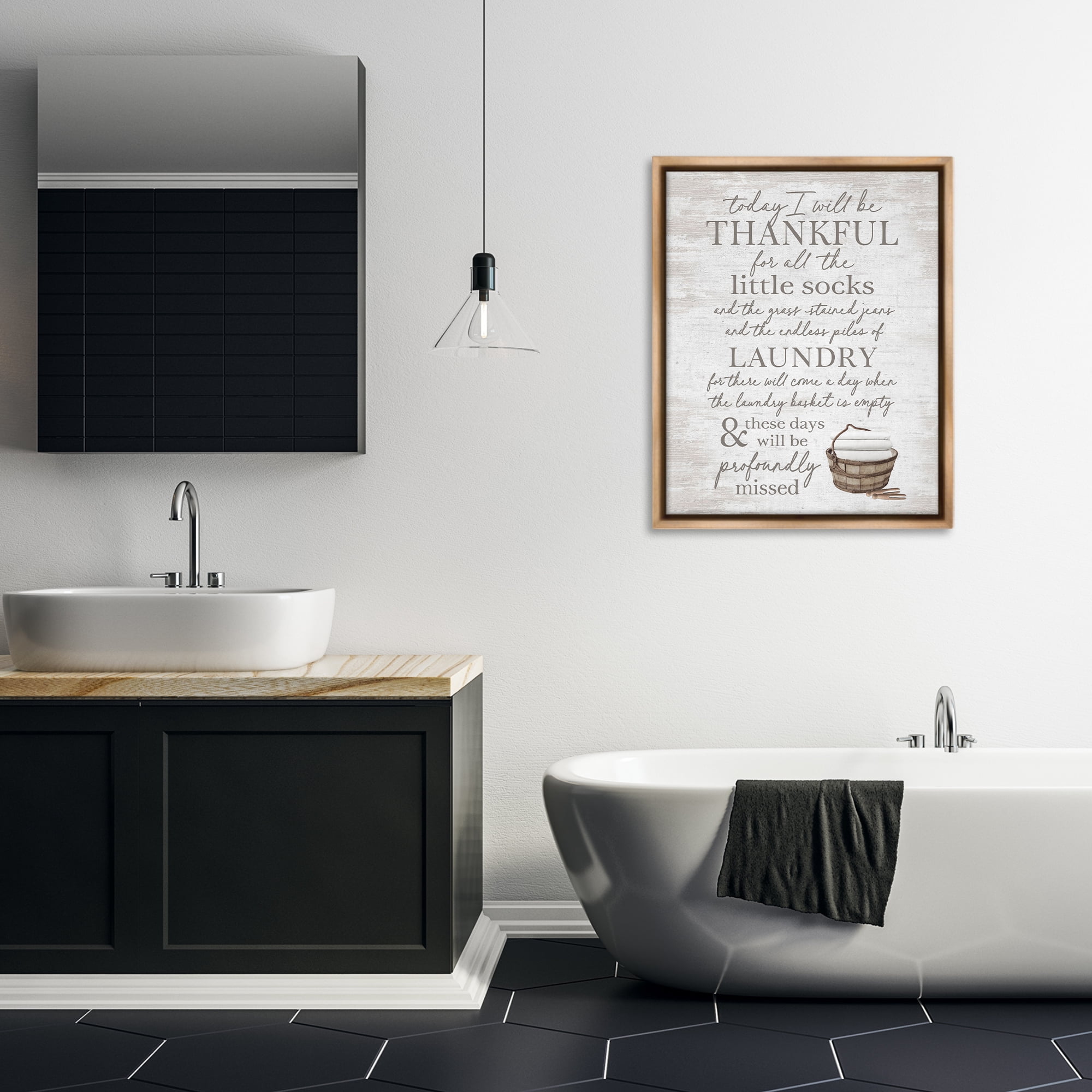 Stupell Industries Heartfelt Laundry Phrase Typography Painting Brown Floater Framed Art Print Wall Art, 25 x 31