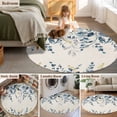 thumbnail image 5 of Round Rugs 4 Ft, Navy Blue Eucalyptus Non Slip Area Rugs for Kitchen Bedroom Entryway, Farmhouse Weeping Leaves Linen Washable Carpet Runner Rug Floor Mats for Bedroom Home Decor, 5 of 8