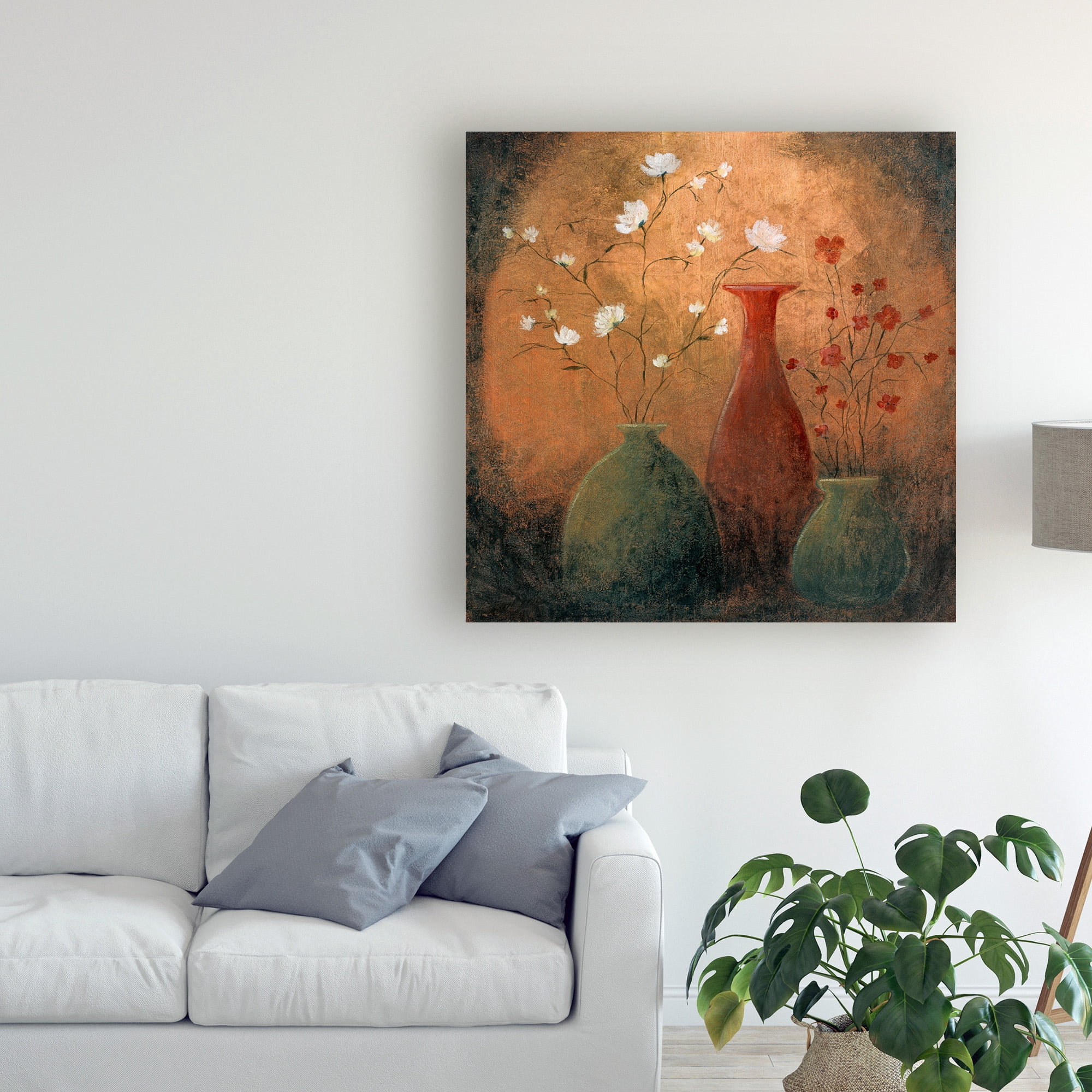 Trademark Fine Art 'Flowers In Vases Distressed' Canvas Art by Pablo Esteban