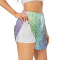 thumbnail image 2 of Haiem Beautiful Glitter Women's 2 in 1 Running Shorts - Lightweight Athletic Workout Gym Yoga Breathable Sports Shorts Liner with Phone Pockets-Small, 2 of 9