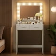 thumbnail image 6 of Vanity Desk with Mirror and Lights, Dressing Table with Large Drawer, 2 Level Storage Dresser & 3 Lighting Modes Adjustable Brightness, Suitable for Bedroom, 6 of 8