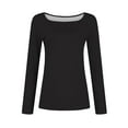 thumbnail image 4 of LISTHA Womens Long Sleeve Shirts 2025 Crop Tops Square Neck Y2k Slim Fit T Shirts Basic Clothes #1Black XS, 4 of 6