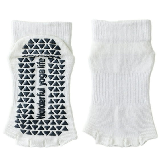 Toe Separator Yoga Socks Nonslip Silicone Dots Quick Dry Cotton Fabric Pilates Ballet Training Toeless Socks for Women