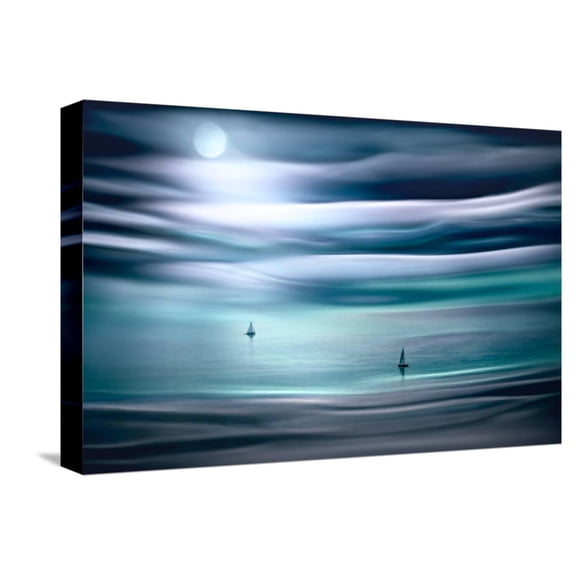 Art.com Sailing by Moonlight Stretched Canvas Print Wall Art by Ursula Abresch, 18" x 12"