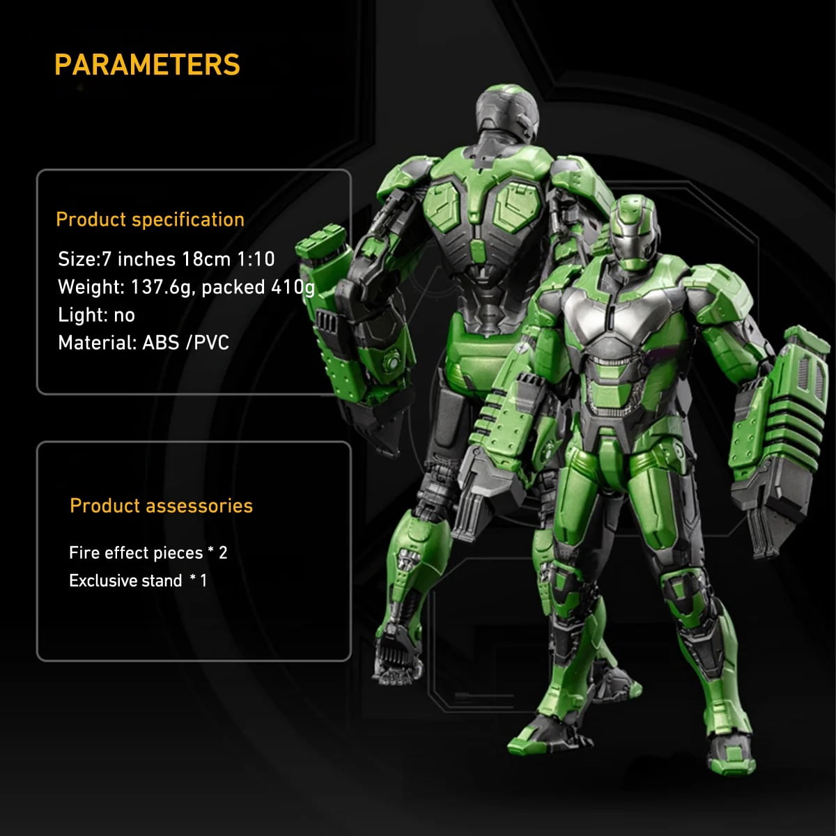 ZD Toys 1/10 Scale 7 inch Iron Man MK26 Gamma Armor Collector Action Figure