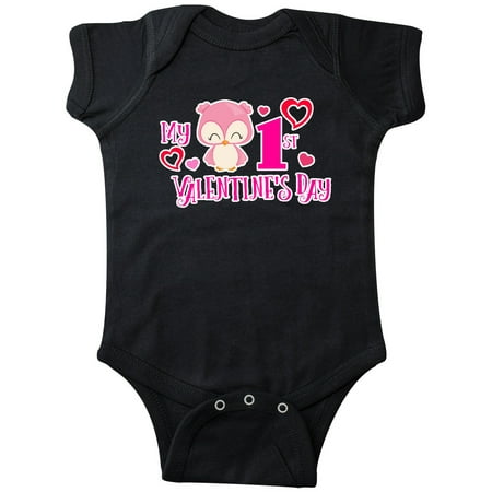 

Inktastic My 1st Valentines Day with Owl and Hearts Gift Baby Girl Bodysuit