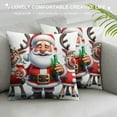 thumbnail image 3 of COMIO Throw Pillow Covers Santa Claus and Reindeer Christmas with Deer Holiday Party Beer Cartoon for Couch Living Room, 3 of 5