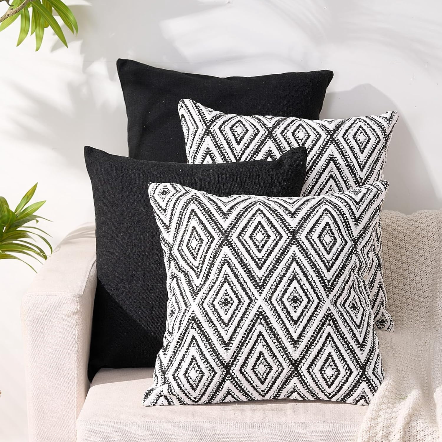 Wehilion Decorative Throw Pillow Covers Set of 2/4 Couch Pillows Linen Cushion Cover for Couch Sofa Living Room, 18"x18" inch