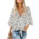 thumbnail image 2 of Moda mujer cuello en V estampado Tops 3/4 manga corbata nudo blusas botón abajo camisas Fridja czfsfas4113, 2 of 6