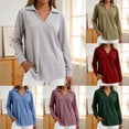 thumbnail image 5 of larppty Womens Polo Shirts Long Sleeve Tops Business Casual Tops Collared V Neck Blouses (Green, XXL), 5 of 9