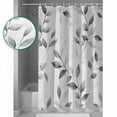 thumbnail image 3 of Small Stall Shower Curtain 48x72 Inch Narrow Half Size Gray Leaves Bath Curtains Bathroom Decor Spring Rustic Branches Botanical Waterproof Fabric Shower Curtain Set with Hooks 48 Inch, 3 of 6