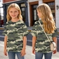 thumbnail image 3 of Vornjynx Girls Short Sleeve Tee Comfort Soft Camouflage Print Round Neck Trendy Summer Casual T-Shirt Army Green Size 8, 3 of 10