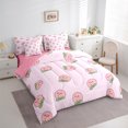 thumbnail image 4 of Homewish Cute Peach 7-Piece Twin Bedding Sets,Sweet Fruit Bedding Comforter Set,Pink Green Sheet Sets For Girls Kids,Luxury Bedroom Decor Reversible, 4 of 9