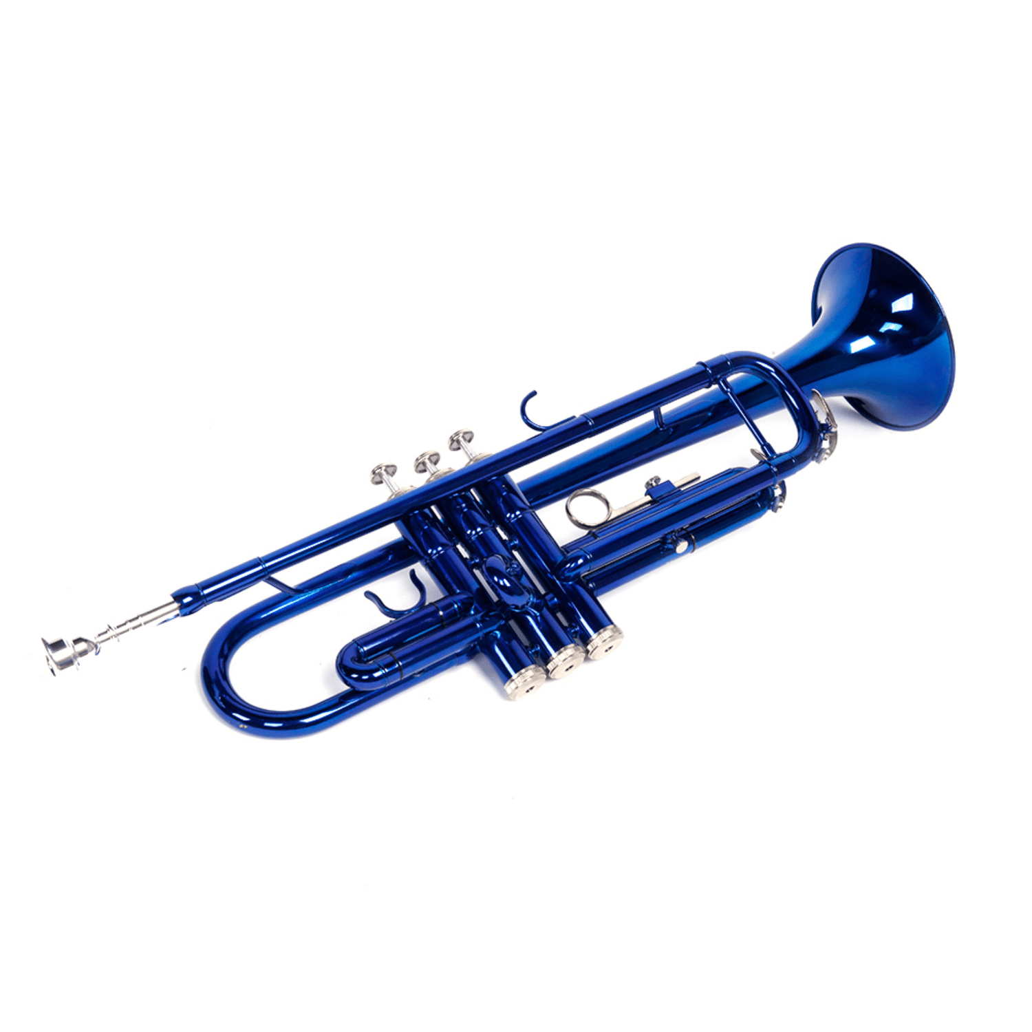 Hassch B Flat Trumpet, Brass Beginner Trumpet with Case, Mouthpiece and Gloves, Blue