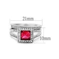 thumbnail image 2 of 1.64 Ct Princess Cut Ruby Zirconia Stainless Steel Halo Wedding Ring Set Size 5, 2 of 5