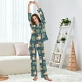 thumbnail image 5 of FORMRS Womens Pajama Set Long Sleeve Top and Pants with Pockets Soft Comfy Lounge Sleepwear, Sizes S-2XL, Blue Cartoon Dog Pattern, 5 of 7