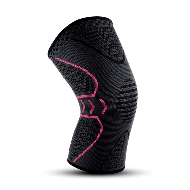 Graflsoa Breathable Silicone Knee Support for Running, Cycling, and Sports - Single Pack, Black & Rose Red, Medium Size