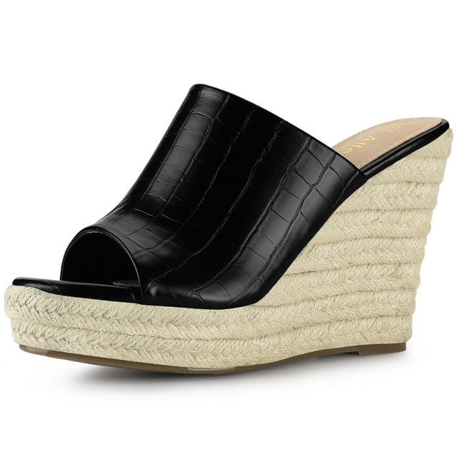 BLISSFUL STEP Women's Slip-On Platform Wedge Heel Wedge Sandals