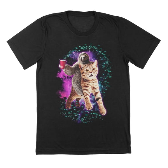 Sloth Stardust Humor Graphic Black Mens T-Shirt