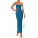 thumbnail image 1 of Vestido de cóctel PRETTYGARDEN Verano 2025 sin tirantes azul fruncido, 1 of 9