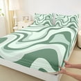 thumbnail image 3 of jejeloiu Geometric Wave Striped Queen Sheet Sets,Abstract Lines Flat Sheet,Green Stripes Queen Fitted Sheet For Children,Breathable Home Decor,4pcs, 3 of 7