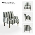 thumbnail image 5 of Upholstered Stripe Armchair Set of 2 Black Reading Accent Chair Wooden Legs Home Living Room, 5 of 6