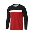 thumbnail image 4 of GuangCheng Mens Color Block,Long Sleeve T-Shirt,Slim Fit,Soft,Pullover,Breathable,Comfortable,Stretch,Casual Tees,Red,Size S, 4 of 4